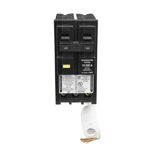 Mayer-DDS-Mini circuit breaker, Homeline, 45A, 2 pole, 120/240VAC, 10kA AIR, ground fault class A, plug in, UL-2