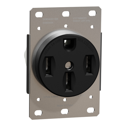 SQR46501BK - Socket-outlet, X Series, 50A, standard, for range, commercial, black, matte finish