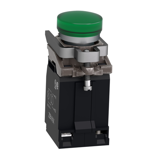 Mayer-DDS-Pilot light, Harmony XB4,metal, green, 22mm, universal LED, plain lens, 400V AC-2