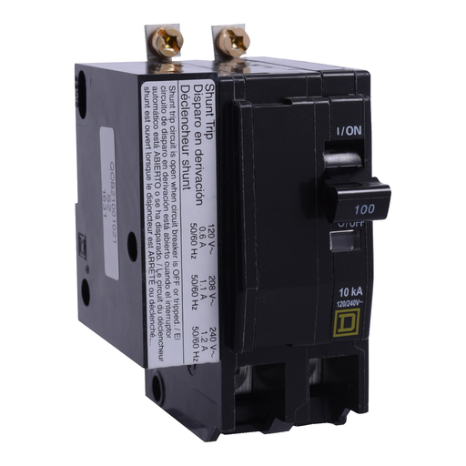 Mayer-DDS-Mini circuit breaker, QO, 100A, 2 pole, 120/240VAC, 10kA, bolt on, AC shunt-1