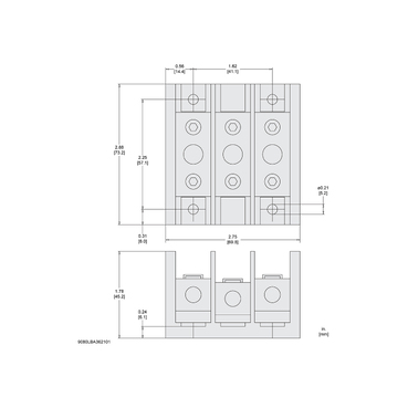 Mayer-DDS-Power distribution block, Linergy, 3 pole, 1 line, 1 load, 175A Cu, 135A Al, 600V-2