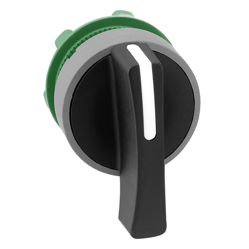 Mayer-DDS-Harmony XB5, Selector switch head, plastic, black, 22mm, long handle, 2 positions, spring return from right to left, grey bezel-1