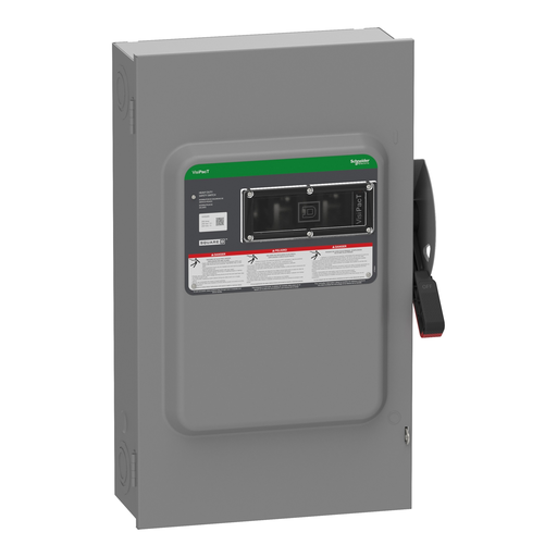 VH324N - Safety switch, VisiPacT, heavy duty, fused, viewing window, NEMA 1, 240V, 200A, 3 pole, neutral installed