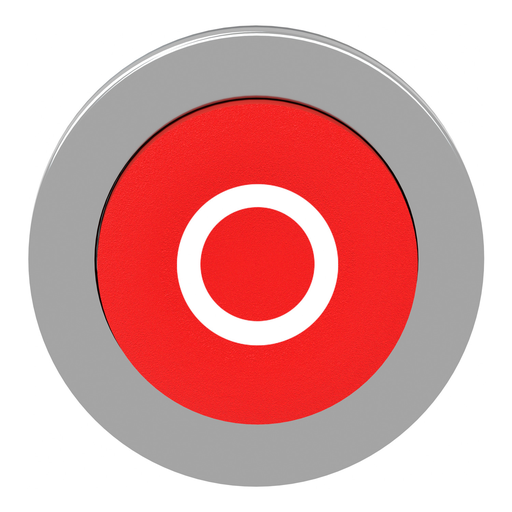 Mayer-DDS-Flush mounted projecting push button head, Harmony XB4, metal, red, 30mm, spring return, marked O-2