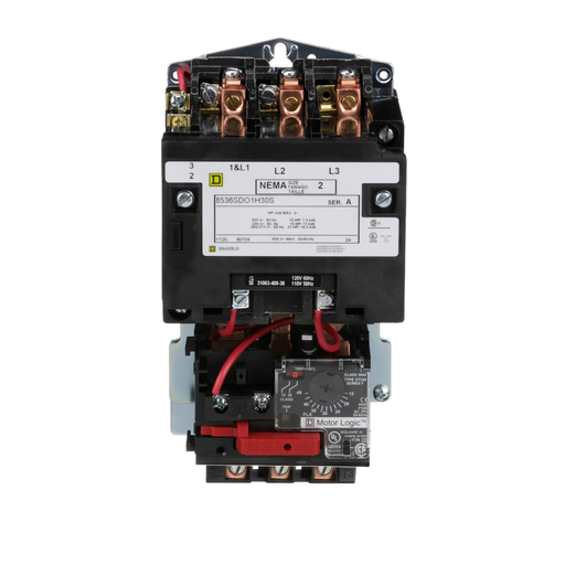 Mayer-DDS-NEMA motor starter, Type S, nonreversing, Size 2, 45A, 25HP at 460VAC, up to 100kA SCCR, 3 phase, 3 pole, Motor Logic, 120VAC coil, open [TAA]-2