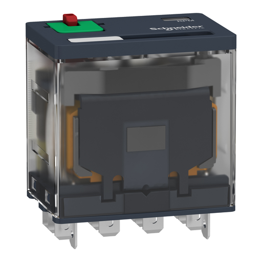 Mayer-DDS-plug-in relay, Harmony electromechanical relays, 15A, 4CO, with LED, lockable test button, 120V AC-2