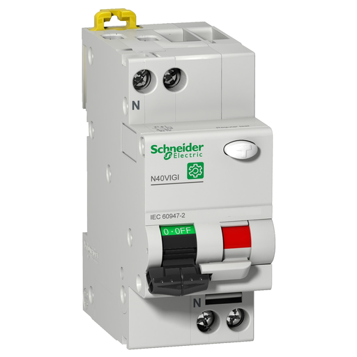 Picture of M9D11616 - Residual current breaker with overcur. prot. (RCBO), Multi9 N40 Vigi, 1P+N, 16A, C curve, 6000A/6kA, AC type, 30mA