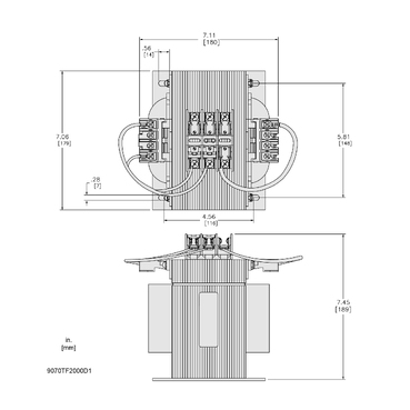Mayer-DDS-Industrial control transformer, Type TF, 1 phase, 2000VA, 240x480V primary, 120V secondary, 50/60Hz-2