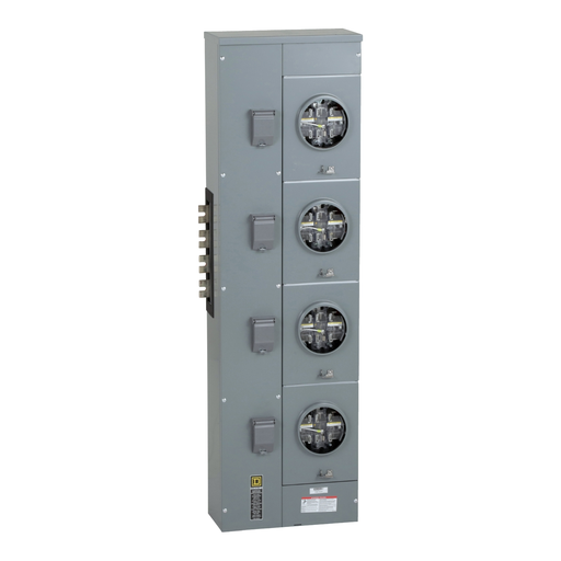 EZML334225 - Branch unit, EZ Meter-Pak, 225A, 4 x 7 jaw sockets, 208Y/120VAC, lever bypass, ringless, 1200A Al/Cu busbar
