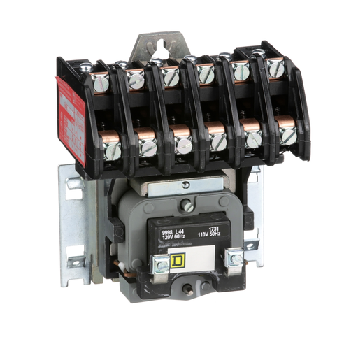 Picture of 8903LO60V02 - Contactor, Type L, multipole lighting, electrically held, 30A, 6 pole, 600V, 110/120VAC 50/60Hz coil, open style