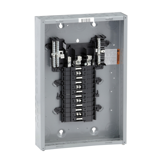 QO324L125G - Load center, QO, 3 phase, 24 spaces, 24 circuits, 125A fixed main lugs, NEMA1, gnd bar, UL
