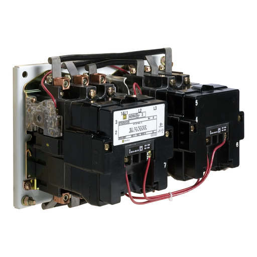Mayer-DDS-NEMA Contactor, Type S, reversing, horizontal, Size 3, 90A, 50HP at 575VAC, 3 phase, up to 100kA, 3 pole, 120VAC coil, open style [TAA]-1