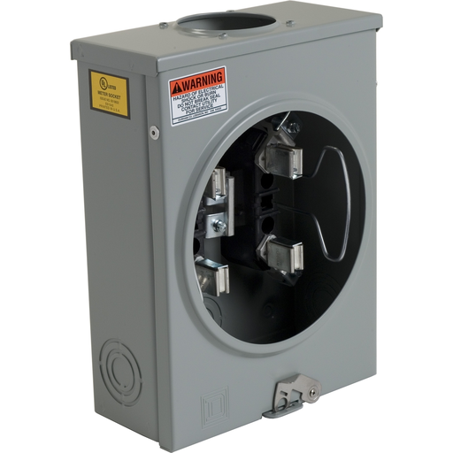 Mayer-DDS-Meter socket, ringless socket, no bypass, 125 A, 600 VAC, 1 phase, 4 jaws, no jaw release, OH/UG-2