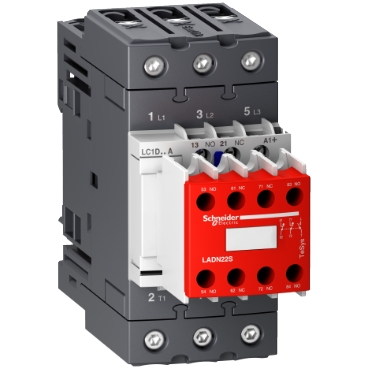 Mayer-DDS-Auxiliary contact block, TeSys Deca, 2NO + 2NC, front mounting, screw clamp terminals, red front face-2