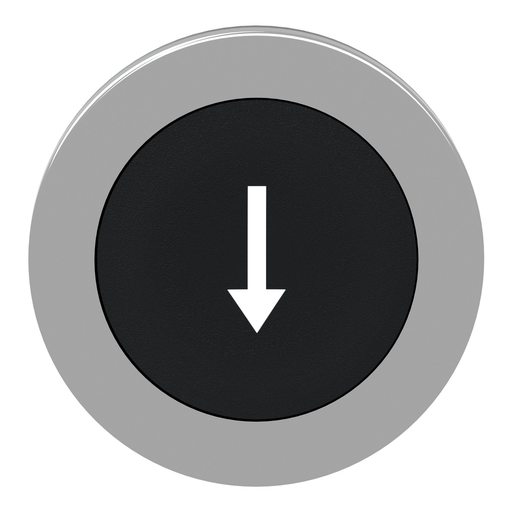 Mayer-DDS-Flush mounted push button head, Harmony XB4, metal, black, 30mm, spring return, marked DOWN ARROW-2