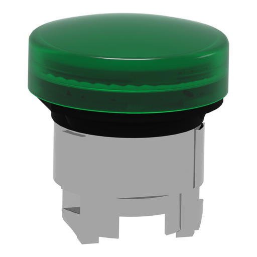 Mayer-DDS-Head for pilot light, Harmony XB4, metal, green, 22mm, universal LED, plain lens-2