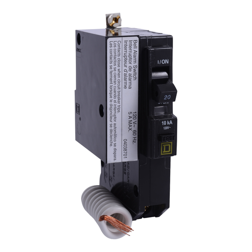 Mayer-DDS-Mini circuit breaker, QO, 20A, 1 pole, 120VAC, 10kA, bolt on, 30mA grd fault B, alarm switch [TAA]-2