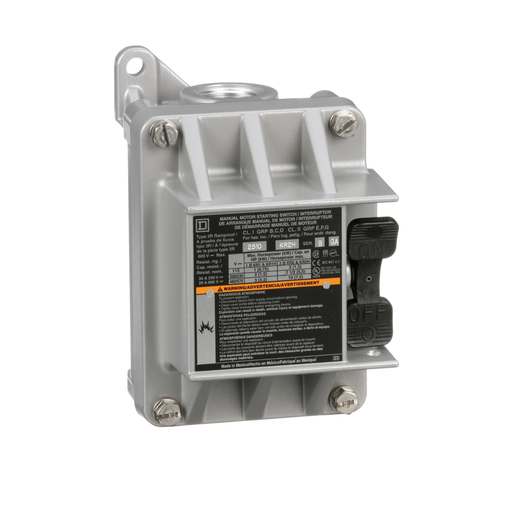 Product image for Square D 2510KR2H 600 VAC 230 VDC 30 Amp 10 Hp 3-Pole NEMA 3R/7/9 3-Phase Manual Switch