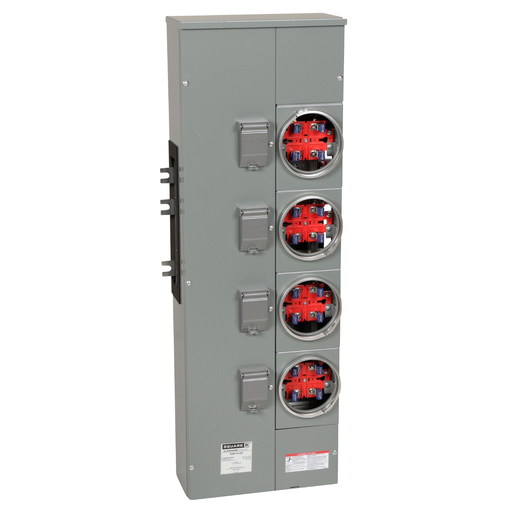 EZM114225 - Branch unit, EZ Meter-Pak, 225A, 4 x 4 jaw sockets, 120/240VAC, no bypass, ringed, 800A Al busbar