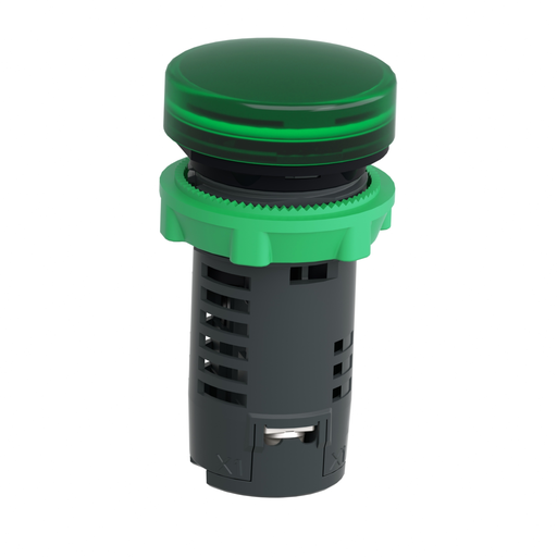 Mayer-DDS-Monolithic pilot light, Harmony XB5, grey plastic, green, 22mm, universal LED, plain lens, 24V AC DC-2