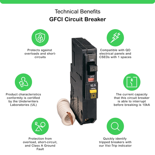 Mayer-DDS-Mini circuit breaker, QO, 15A, 1 pole, 120VAC, 10kA, plug in, 6mA grd fault A, pigtail [TAA]-2