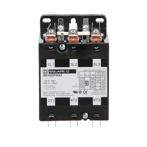 Mayer-DDS-Contactor, Definite Purpose, 90A, 3 pole, 50HP at 575VAC, 3 phase, 110/120VAC 50/60Hz coil, open-2
