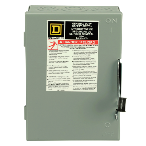 Mayer-DDS-Safety switch, general duty, non fusible, 3 pole, 3 wire, 240VAC, 60A, Type 1-2