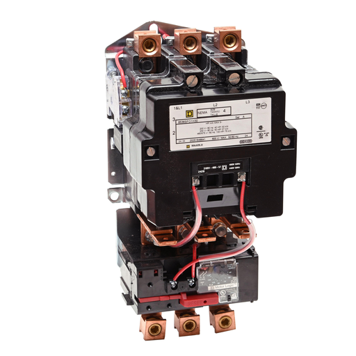 Mayer-DDS-NEMA motor starter, Type S, nonreversing, Size 4, 135A, 100HP at 460VAC, up to 100kA SCCR, 3 phase, 3 pole, Motor Logic, 480VAC coil, open [TAA]-1