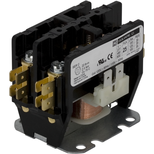 Mayer-DDS-Contactor, Definite Purpose, 30A, 2 pole, 208/240VAC coil at 60Hz, 220VAC 50Hz coil, open-2