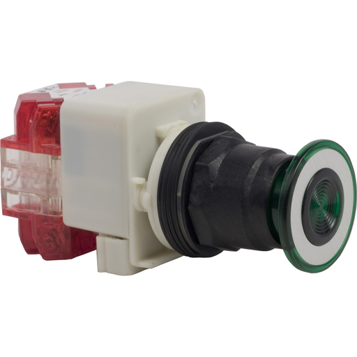 Product image for Square D 9001SKP35LGG31 30 mm 24/28 VAC/VDC Green Lens Plastic Bezel LED Standard Round Pilot Light