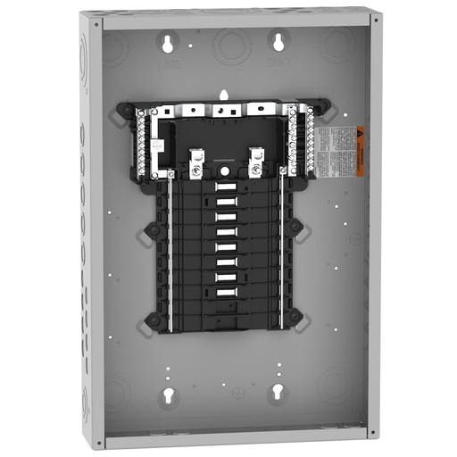 QO116L125PG - Load center, QO, 1 phase, 16 spaces, 24 circuits, 125A convertible main lugs, PoN, NEMA1, gnd bar