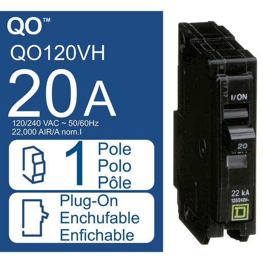 Mayer-DDS-Mini circuit breaker, QO, 20A, 1 pole, 120/240VAC, 22kA, plug in-2