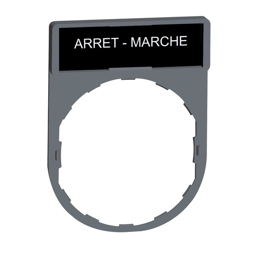 Mayer-DDS-Legend holder, Harmony XB5, 30 x 40mm, grey bezel, 8 x 27mm legend, marked ARRET - MARCHE-1