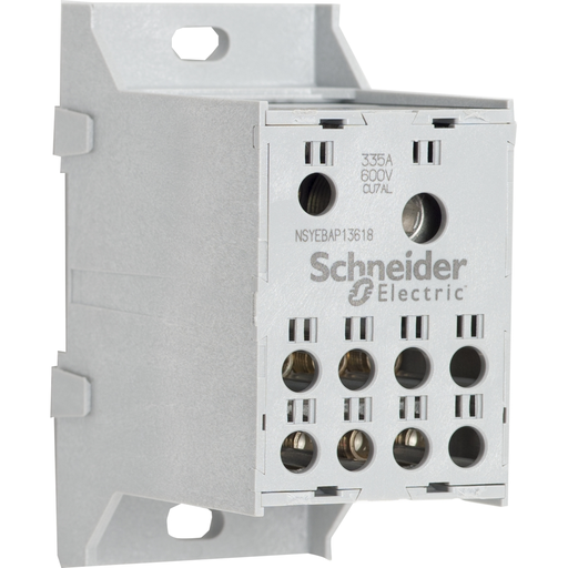 Mayer-DDS-Power distribution block, Linergy, enclosed, 335A CU, 270A AL, 600V, 2 line side lug, 8 load side lug, AL lug, rail-1