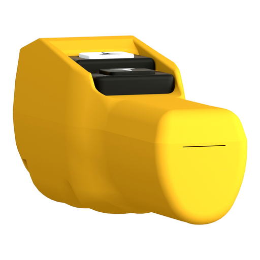 Mayer-DDS-Pendant control station, Harmony XAC, plastic, yellow, pistol grip, 2 booted push buttons with 2NO-2
