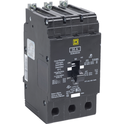 EJB36050 - Mini circuit breaker, E-Frame, 50A, 3 pole, 600Y/347VAC, 100kA max, bolt on [TAA]