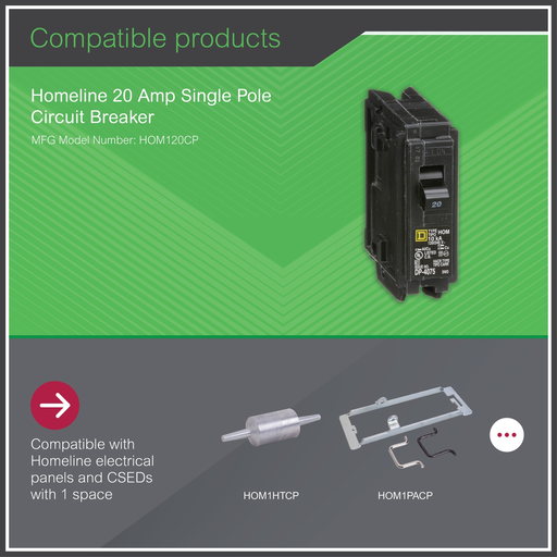 Mayer-DDS-Mini circuit breaker, Homeline, 20A, 1 pole, 120/240VAC, 10kA AIR, standard type, plug in, UL-2
