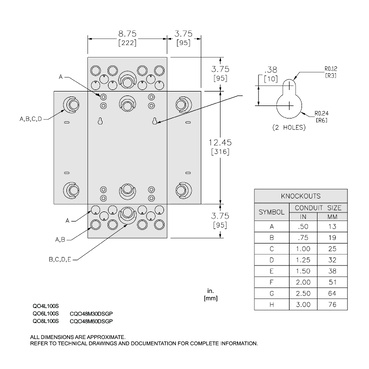 Mayer-DDS-Load center, QO, 1 phase, 4 spaces, 4 circuits, 100A convertible main lugs, NEMA1, surface cover, CSA-2