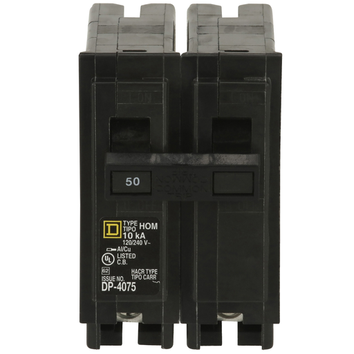 Mayer-DDS-Mini circuit breaker, Homeline, 50A, 2 pole, 120/240VAC, 10kA AIR, standard type, plug in, UL-2