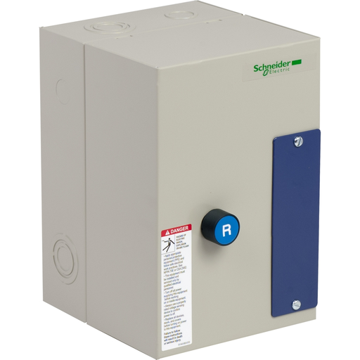 Mayer-DDS-IEC Starter, TeSys LE1, full voltage non reversing, unfused, 12A, 5HP at 460VAC, 120VAC 50/60Hz coil, NEMA 1-1