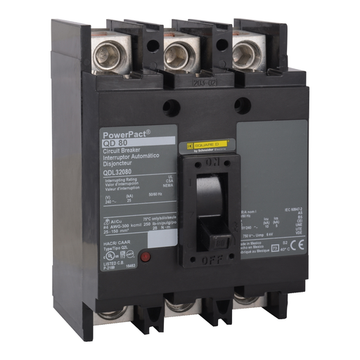 Mayer-DDS-Circuit breaker, PowerPacT Q, 150A, 3 pole, 240VAC, 25kA, lugs, thermal magnetic, 80%-2
