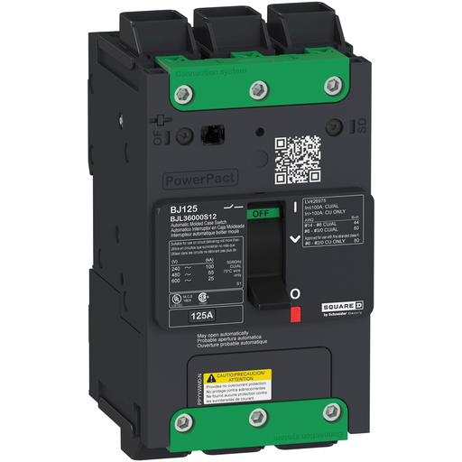 Mayer-DDS-Automatic switch, PowerPacT B, 125A, 3 pole, 600Y/347VAC, 14kA, EverLink lug, magnetic-1