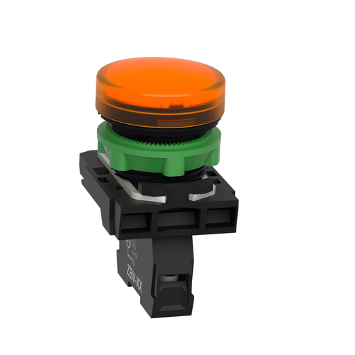 Mayer-DDS-pilot light, Harmony XB5, grey plastic, orange, 22mm, universal LED, plain lens, 110...120V AC-2