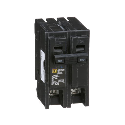 HOM2100 - Mini circuit breaker, Homeline, 100A, 2 pole, 120/240VAC, 10kA AIR, standard type, plug in, UL