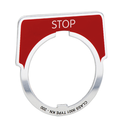 9001KN202 - 30mm Push Button, Type K, aluminum legend plate, red, marked STOP