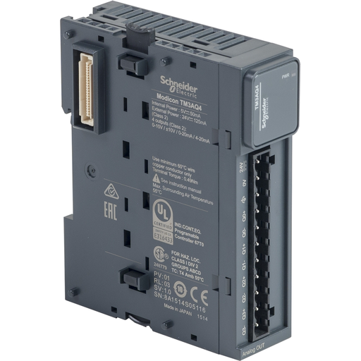 Mayer-DDS-analog output module, Modicon TM3, 4 outputs, screw, 24V DC-1