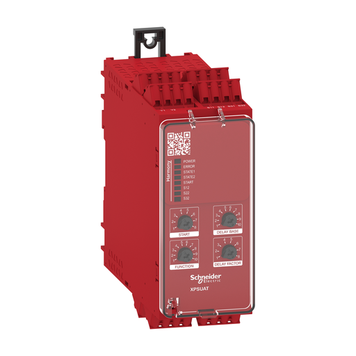 Mayer-DDS-safety module, Harmony XPSU, Cat4, features XPSUAK with delayed outputs, 24V AC or DC, spring-1