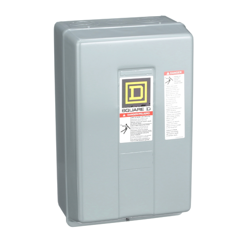 8903LG30V02 - Contactor, Type L, multipole lighting, electrically held, 30A, 3 pole, 600V, 110/120VAC 50/60Hz coil, NEMA 1