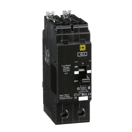 EJB24040 - Mini circuit breaker, E-Frame, 40A, 2 pole, 480Y/277VAC, 100kA max, bolt on [TAA]