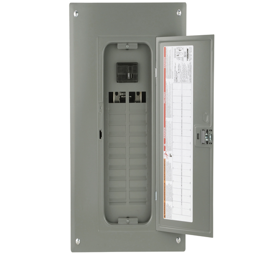 Mayer-DDS-Load center, Homeline, 1 phase, 20 spaces, 40 circuits, 100A convertible main breaker, PoN, NEMA1, combo cover-2